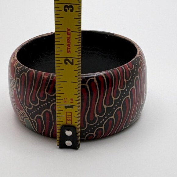 Vintage Chunky Bangle Wide Bracelet Tribal Design Boho 80s Flowers - Picture 3 of 6